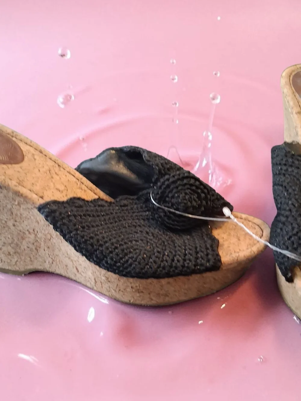 The Sak Black Crochet Slide Sandals